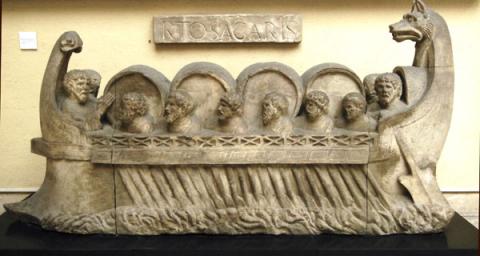 Calco di rilievo funerario con nave e botti - Museo della Civiltà Romana di Roma