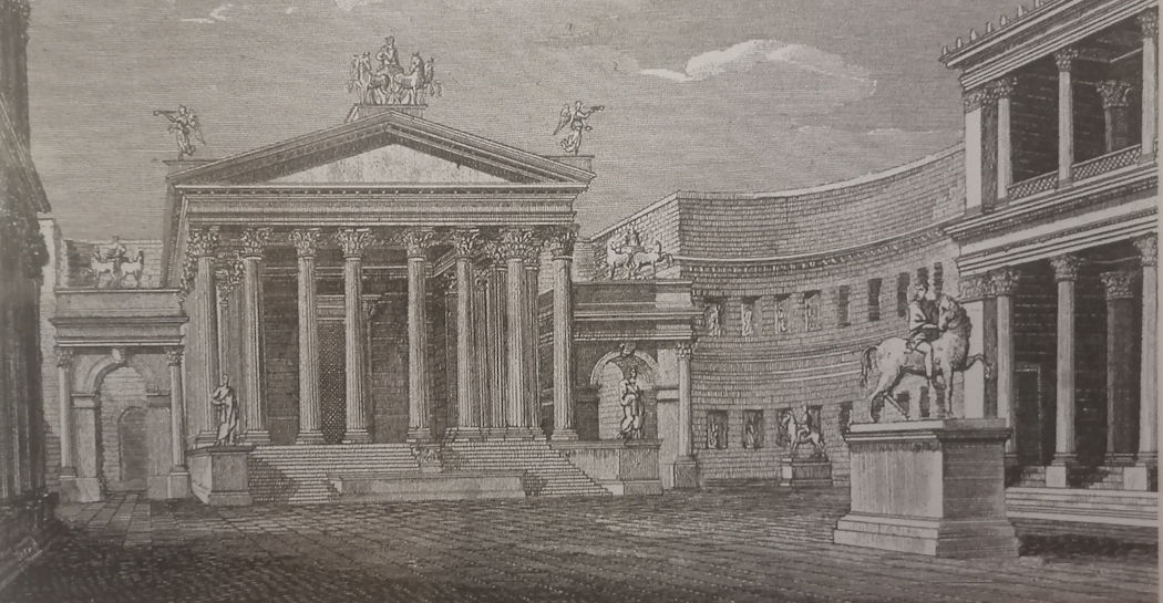 Luigi Canina (1795-1856), veduta ricostruttiva del Foro di Augusto